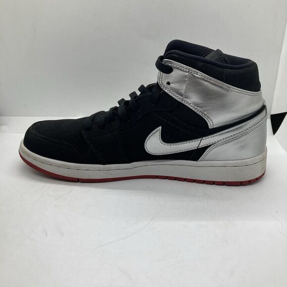 Nike Air Jordan 1 Mid Johnny Kilroy Mens Size 8 Shoes Black Silver 554724 057